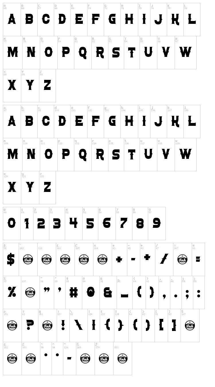 Confetti Western font map